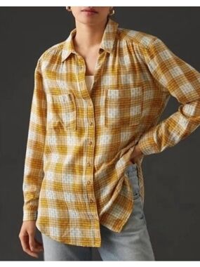 Anthroplogie Pilcro Yellow Plaid Button-Up Shirt